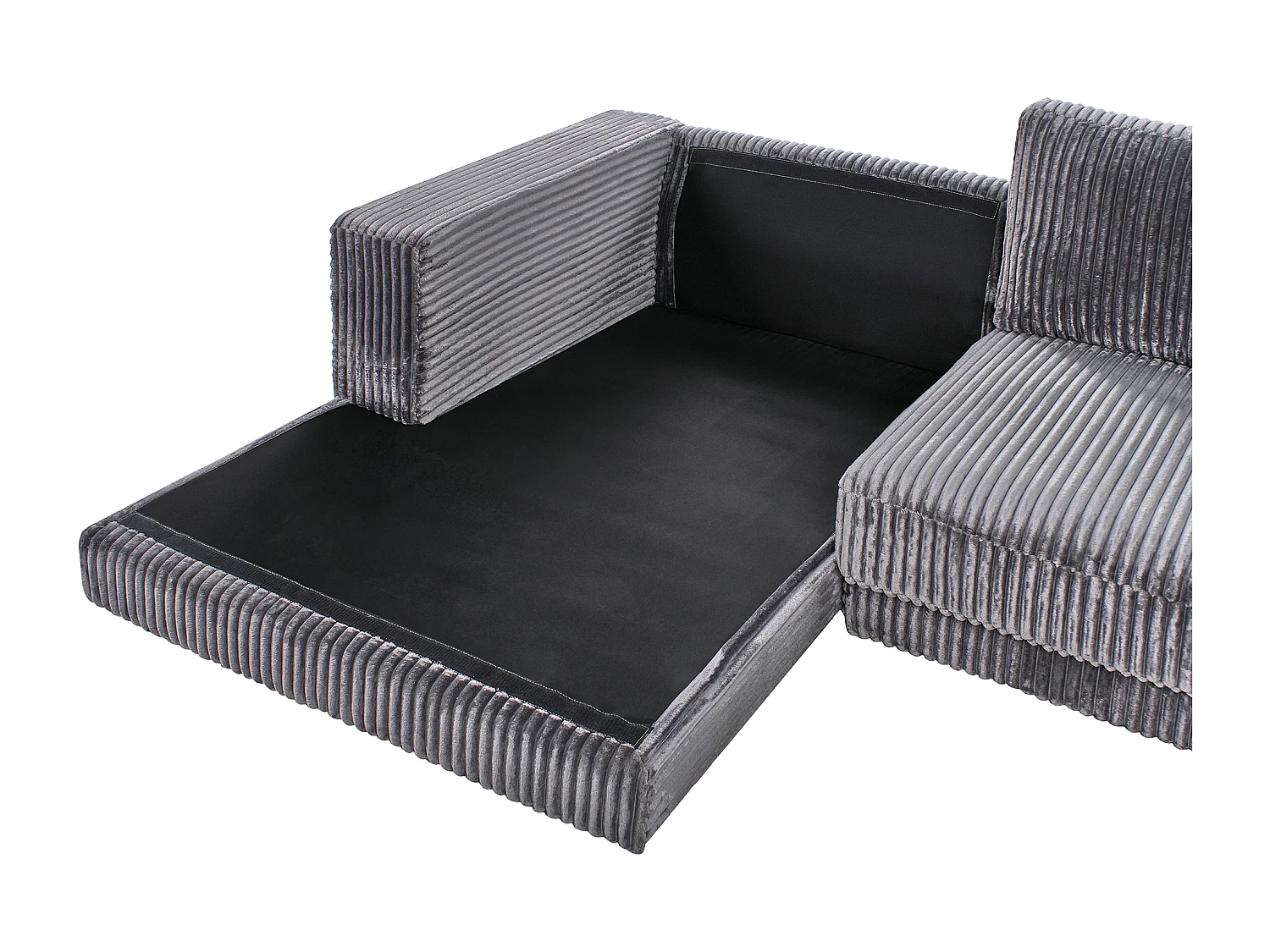 Canapé d'Angle à gauche Minimaliste en Velours Côtelé 3 Places avec Coussins Supplémentaires Gris Foncé Lofoten