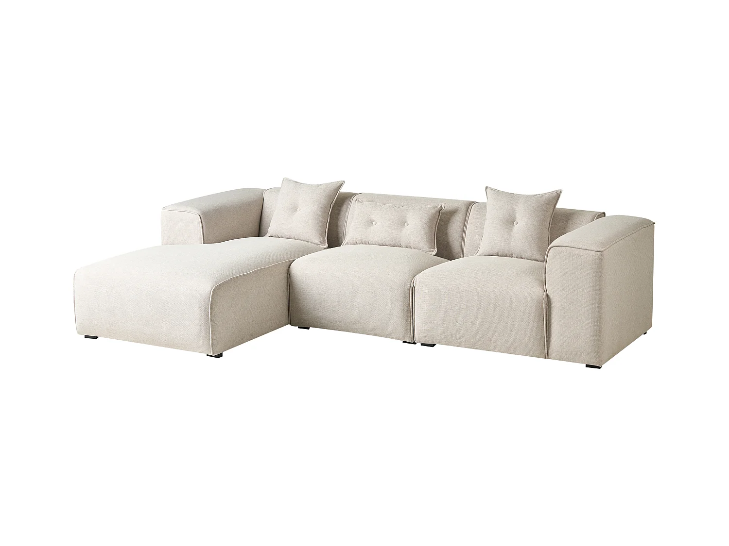 Canapé d'angle 3 places DOLVA Tissu Beige clair Côté droit