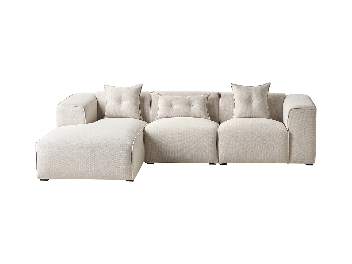 Canapé d'angle 3 places DOLVA Tissu Beige clair Côté droit