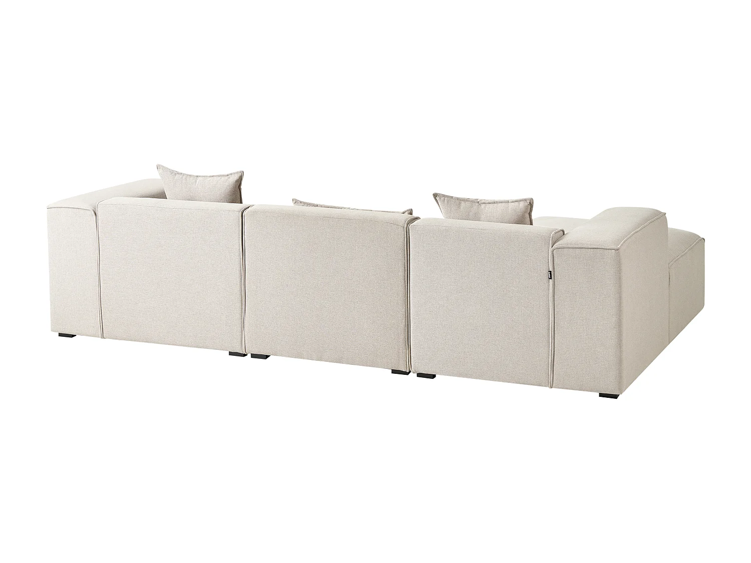 Modernes Ecksofa in hellem Beige mit 3 Zierkissen Stoffbezug Eckcouch rechts Dolva