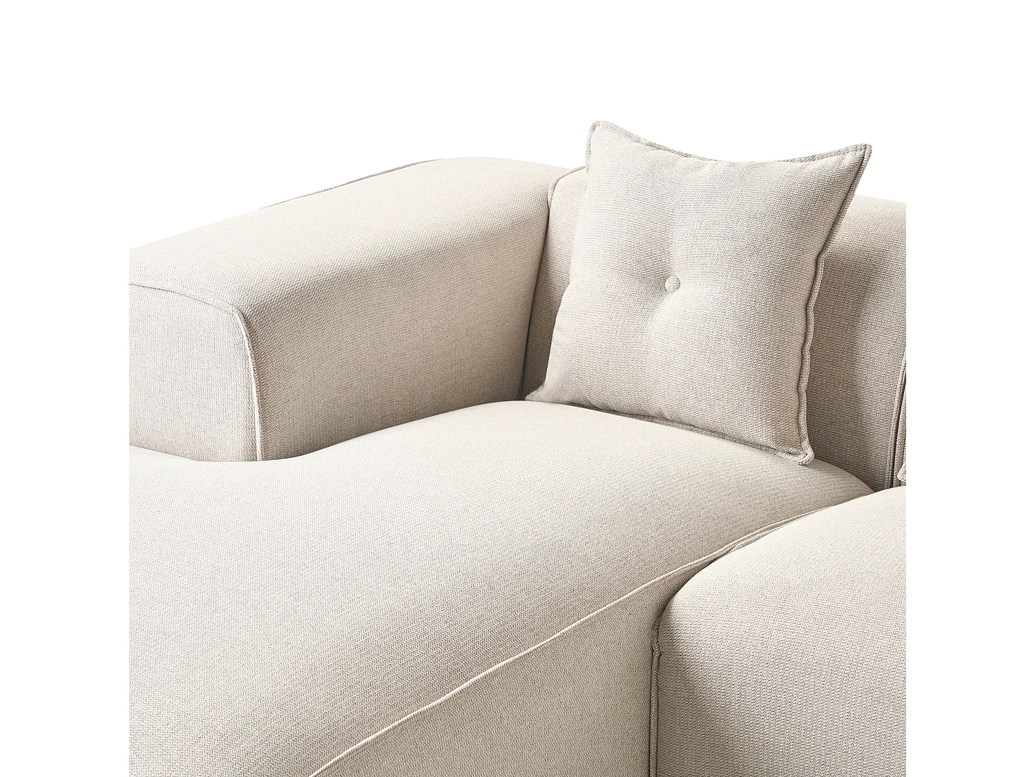 Modernes Ecksofa in hellem Beige mit 3 Zierkissen Stoffbezug Eckcouch rechts Dolva