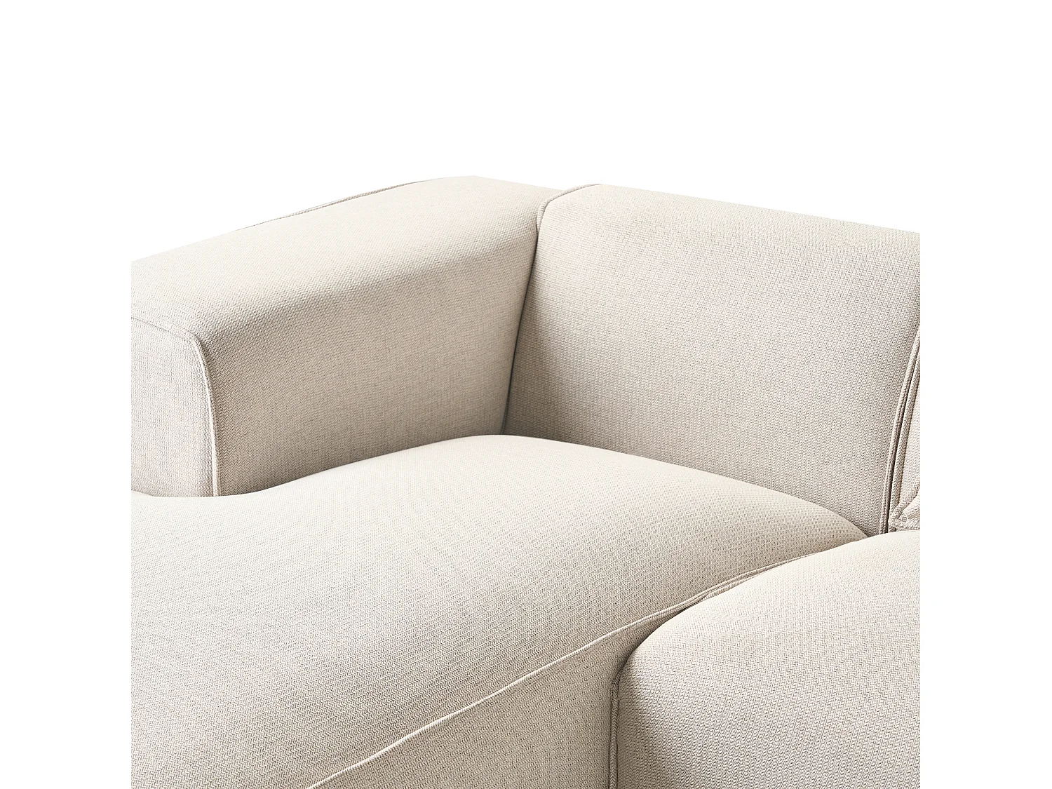 Modernes Ecksofa in hellem Beige mit 3 Zierkissen Stoffbezug Eckcouch rechts Dolva