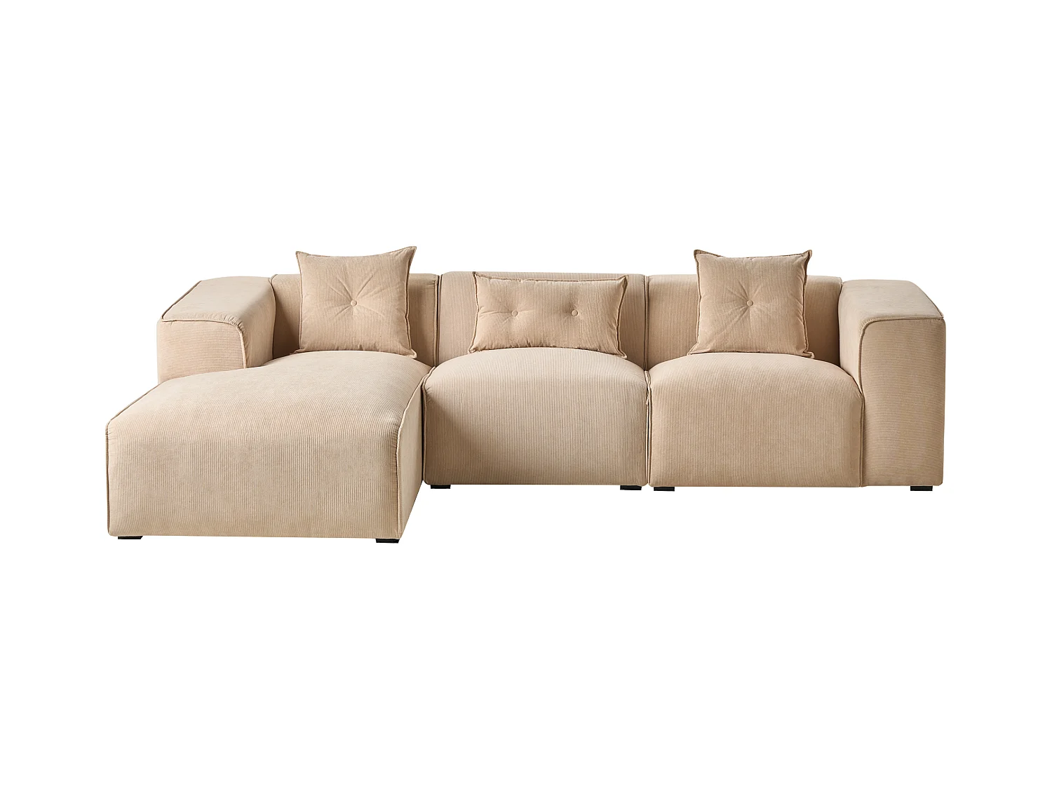 Narożnik DOLVA Sztruks Beżowy dla 3 osób Prawostronny
