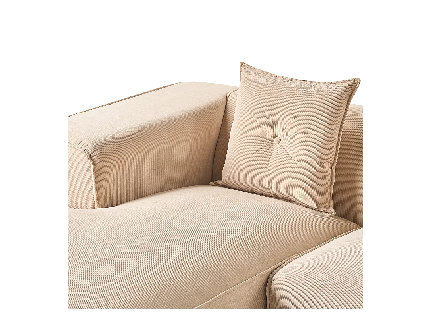 Narożnik DOLVA Sztruks Beżowy dla 3 osób Prawostronny