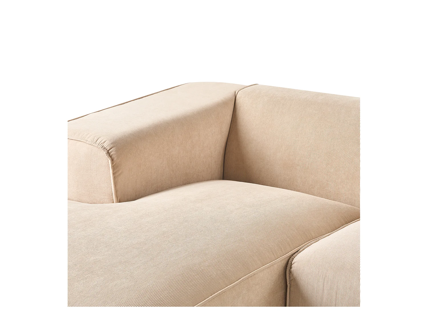 Narożnik DOLVA Sztruks Beżowy dla 3 osób Prawostronny