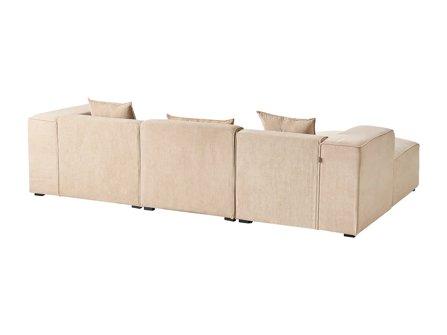 Canapé d'angle 3 places DOLVA Velours côtelé Beige Côté droit