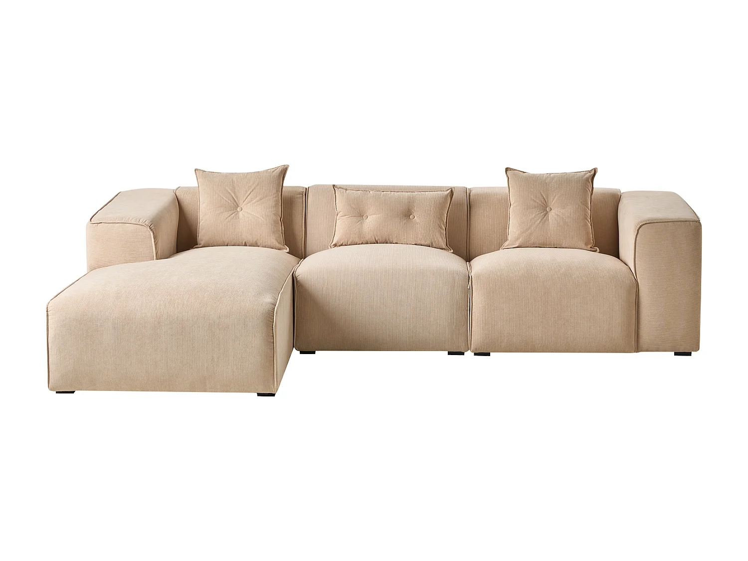 Hoekbank DOLVA Corduroy Beige 3-zitter Rechterzijde