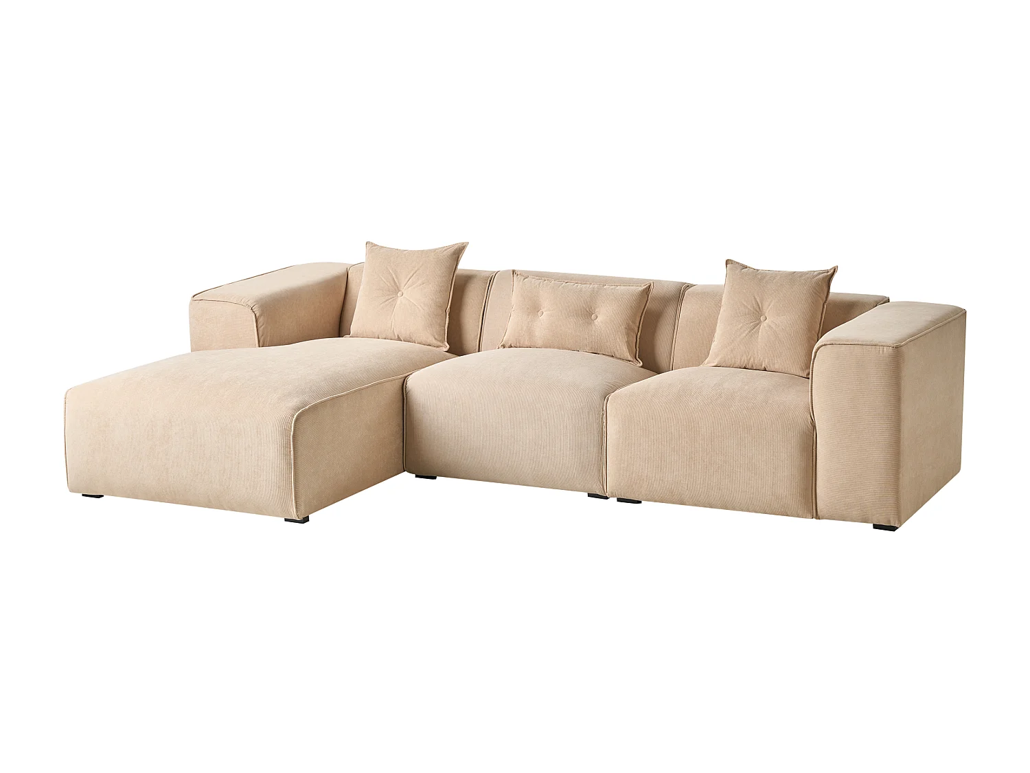 Hoekbank DOLVA Corduroy Beige 3-zitter Rechterzijde