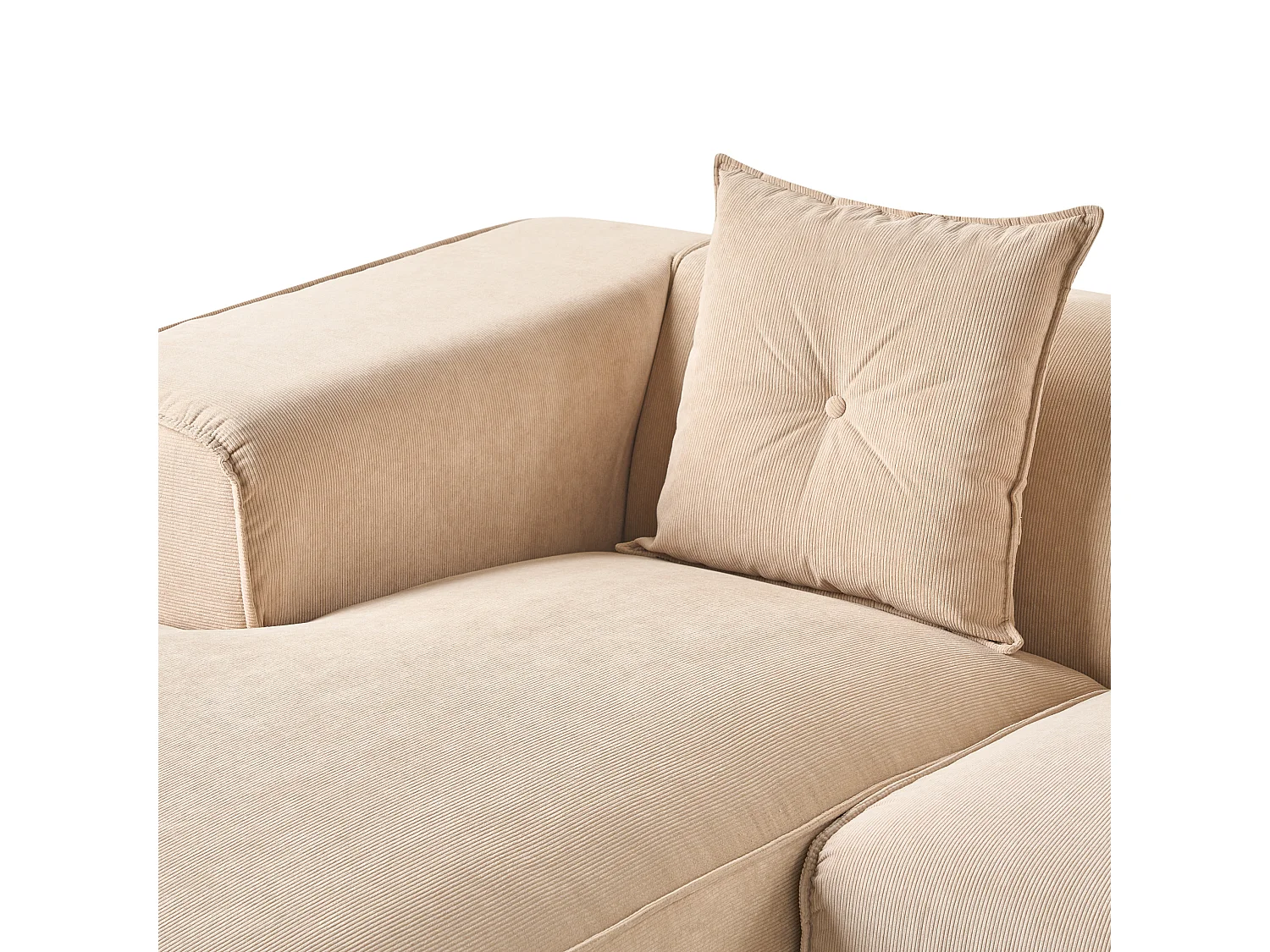 Canapé d'angle 3 places DOLVA Velours côtelé Beige Côté droit