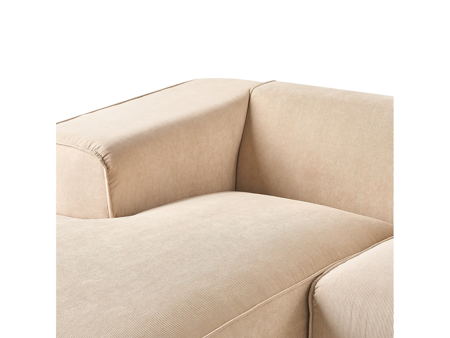 Canapé d'angle 3 places DOLVA Velours côtelé Beige Côté droit