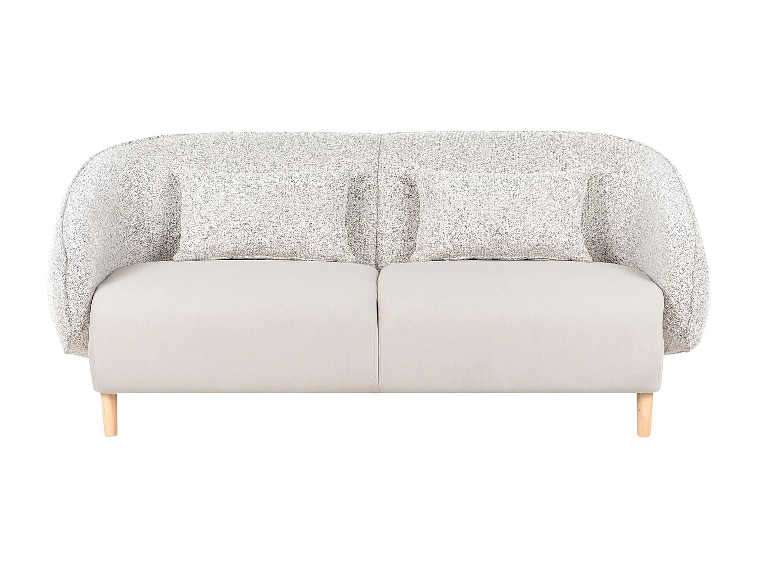 3-Sitzer Sofa hellbeige meliert mit abgerundeter Lehne 2 Kissen Holzbeine Umea
