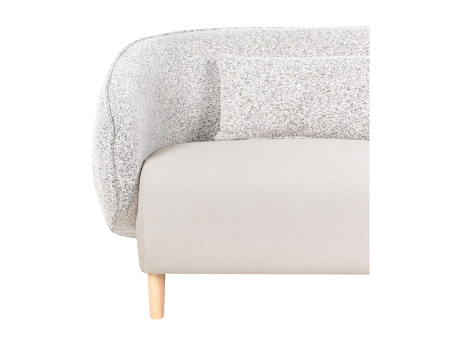 3-Sitzer Sofa hellbeige meliert mit abgerundeter Lehne 2 Kissen Holzbeine Umea