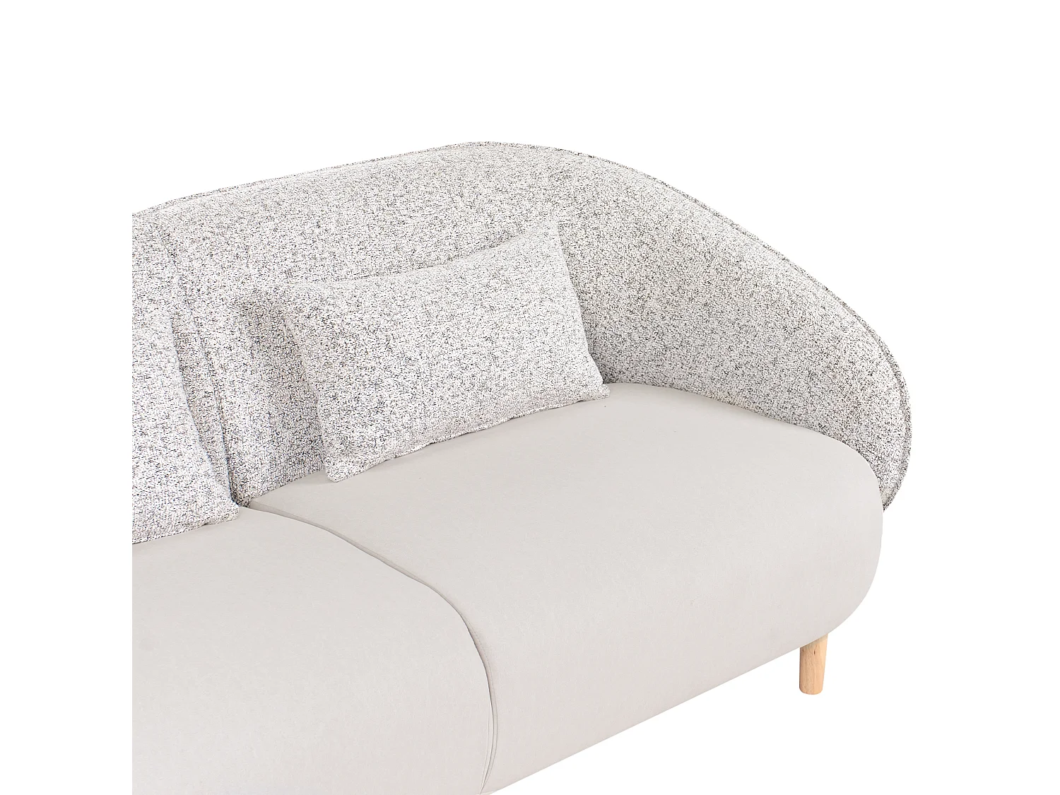 3-Sitzer Sofa hellbeige meliert mit abgerundeter Lehne 2 Kissen Holzbeine Umea