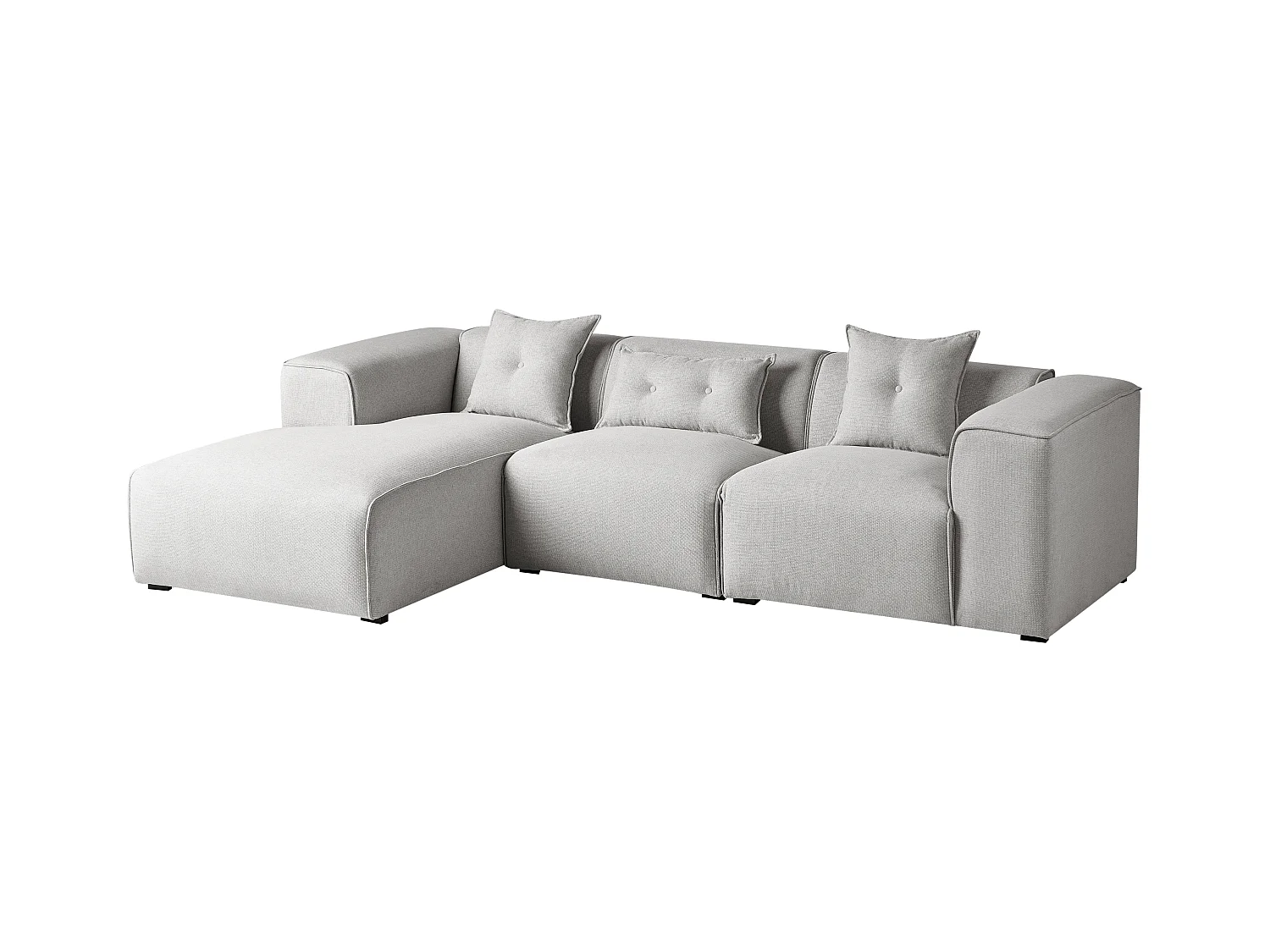 Hoekbank DOLVA Stof Lichtgrijs 3-zitter Rechterzijde