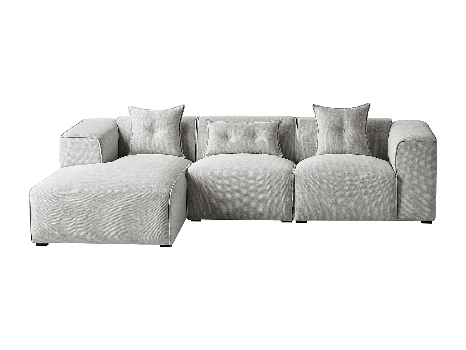 Canapé d'angle DOLVA Tissu Gris clair 3 places Côté droit