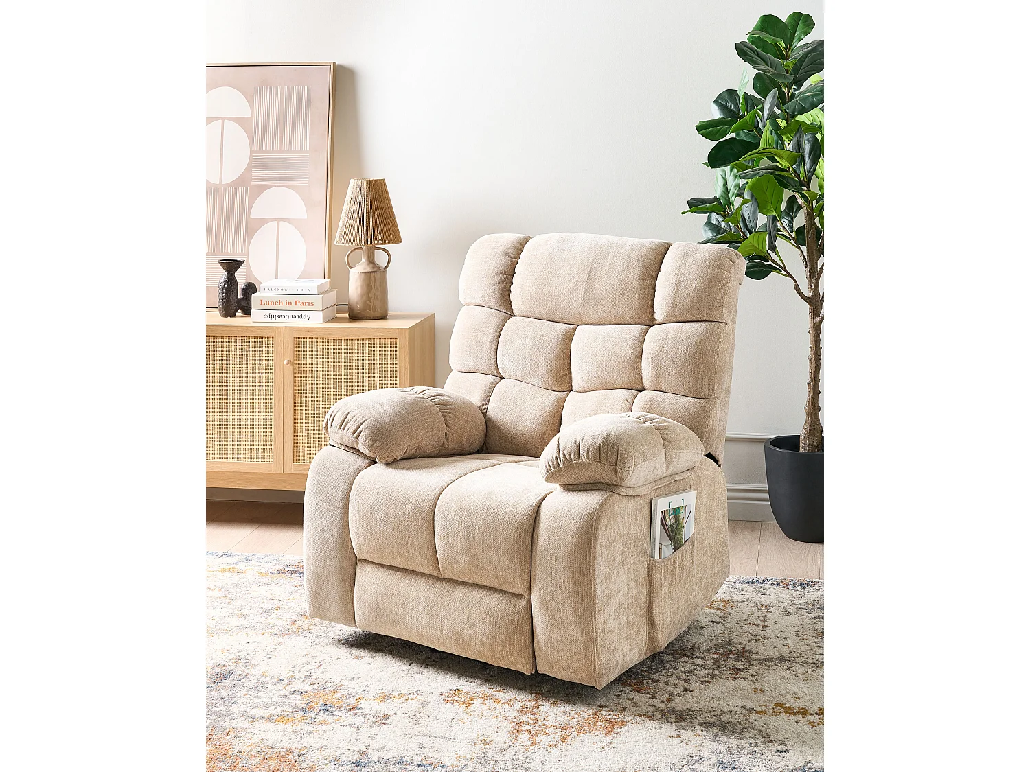 Sillón reclinable eléctrico ARES Tela Beige