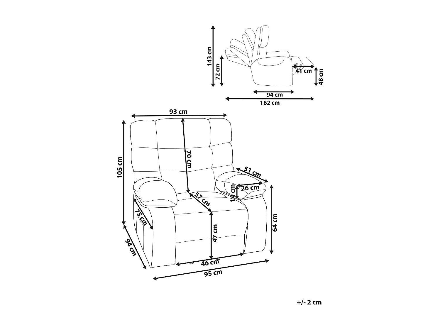 Fauteuil inclinable électrique ARES Repose-pieds inclus Tissu Beige clair