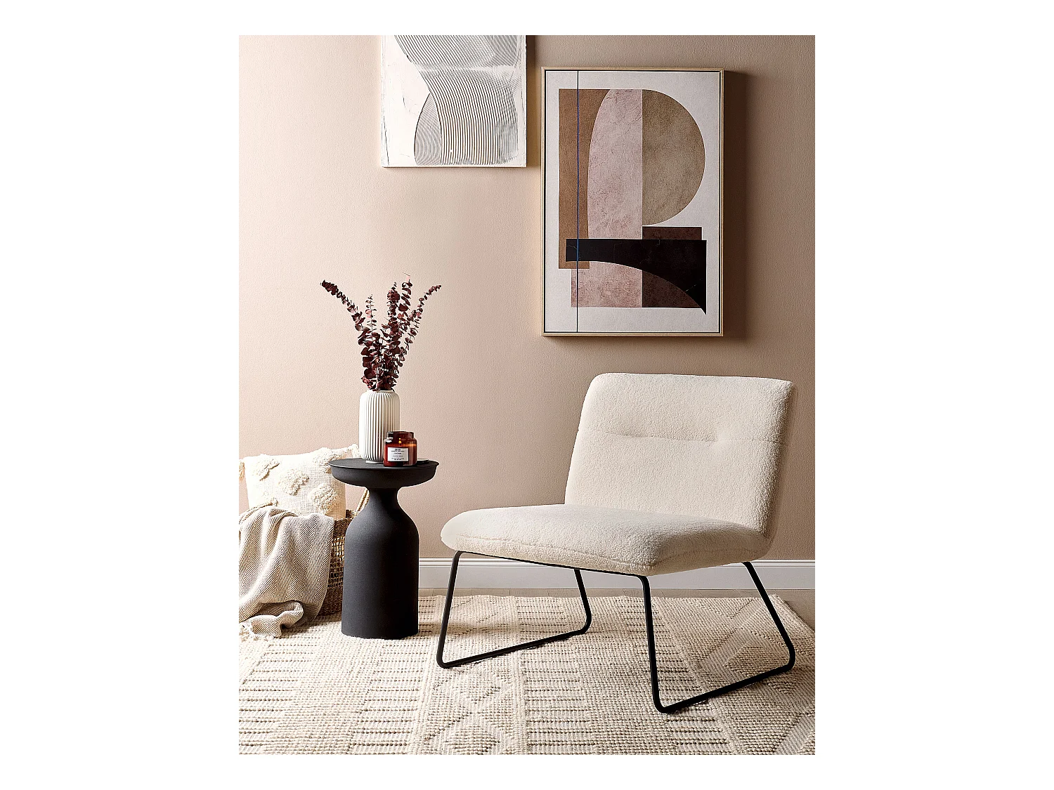 Fauteuil COTULLA Bouclé Blanc