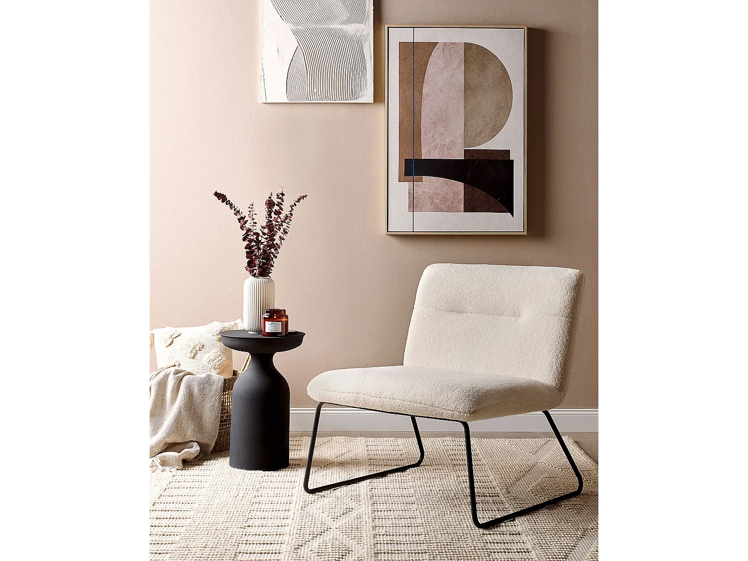 Fauteuil COTULLA Bouclé Blanc