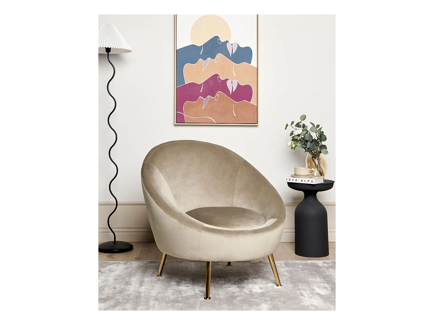 Fauteuil LANGA Velours Taupe