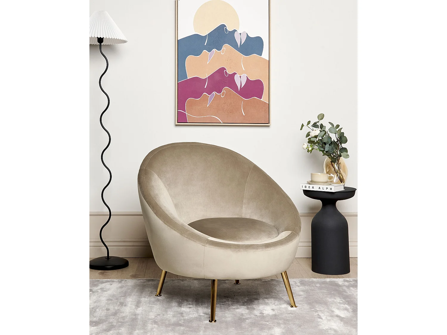 Fauteuil LANGA Velours Taupe