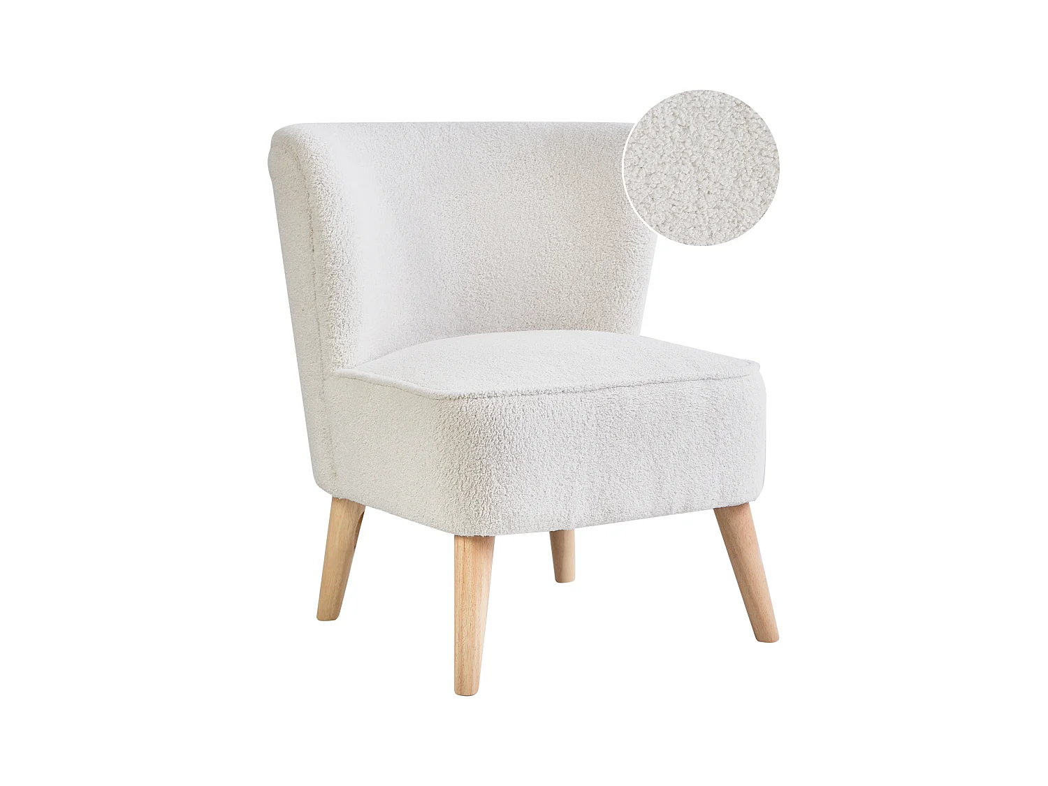 Fauteuil ALVEN Bouclé Blanc cassé
