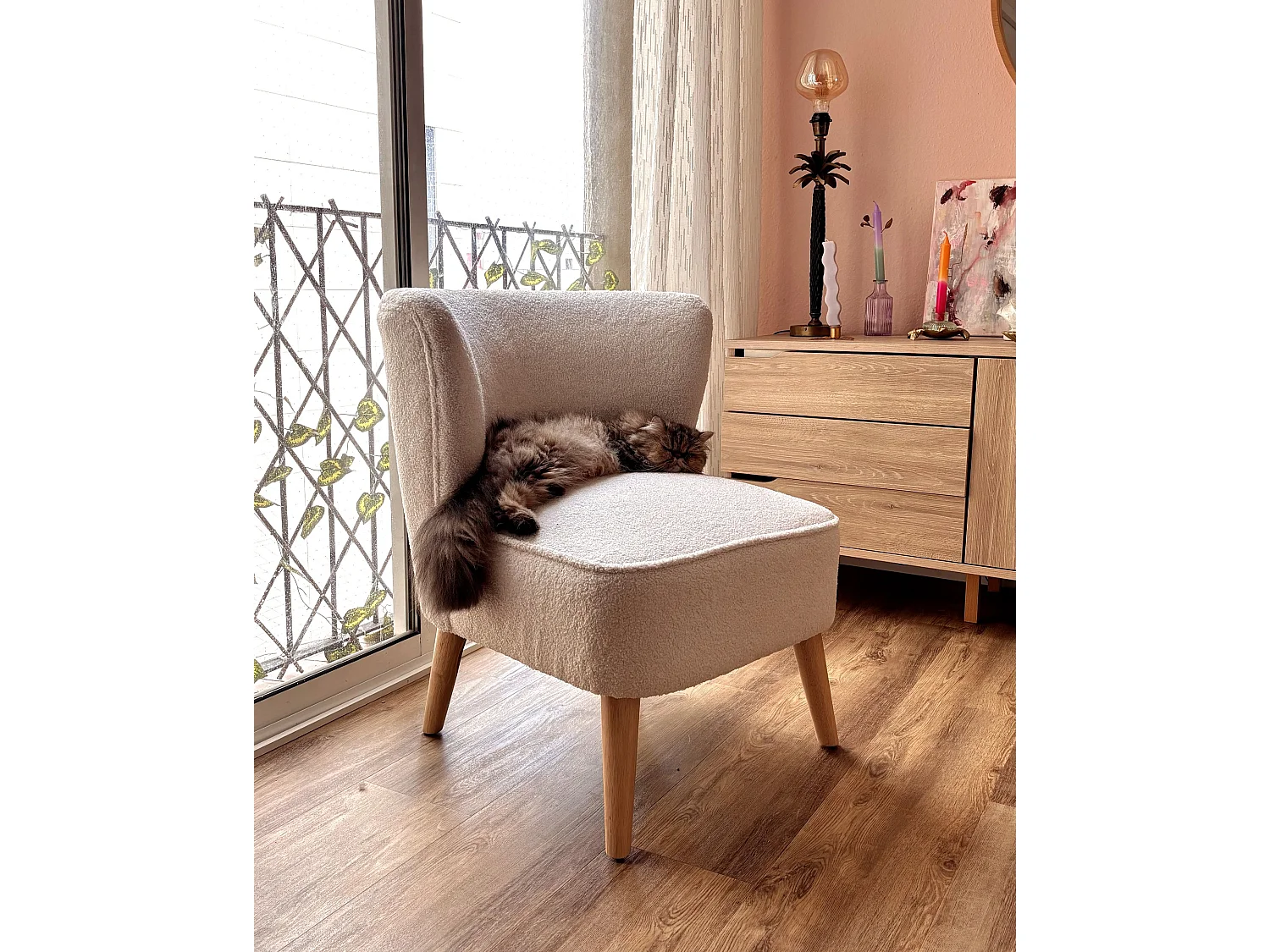 Armchair ALVEN Boucle Off-White