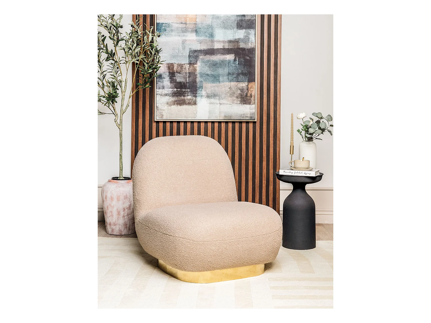 Fauteuil LOVIISA Bouclé Beige