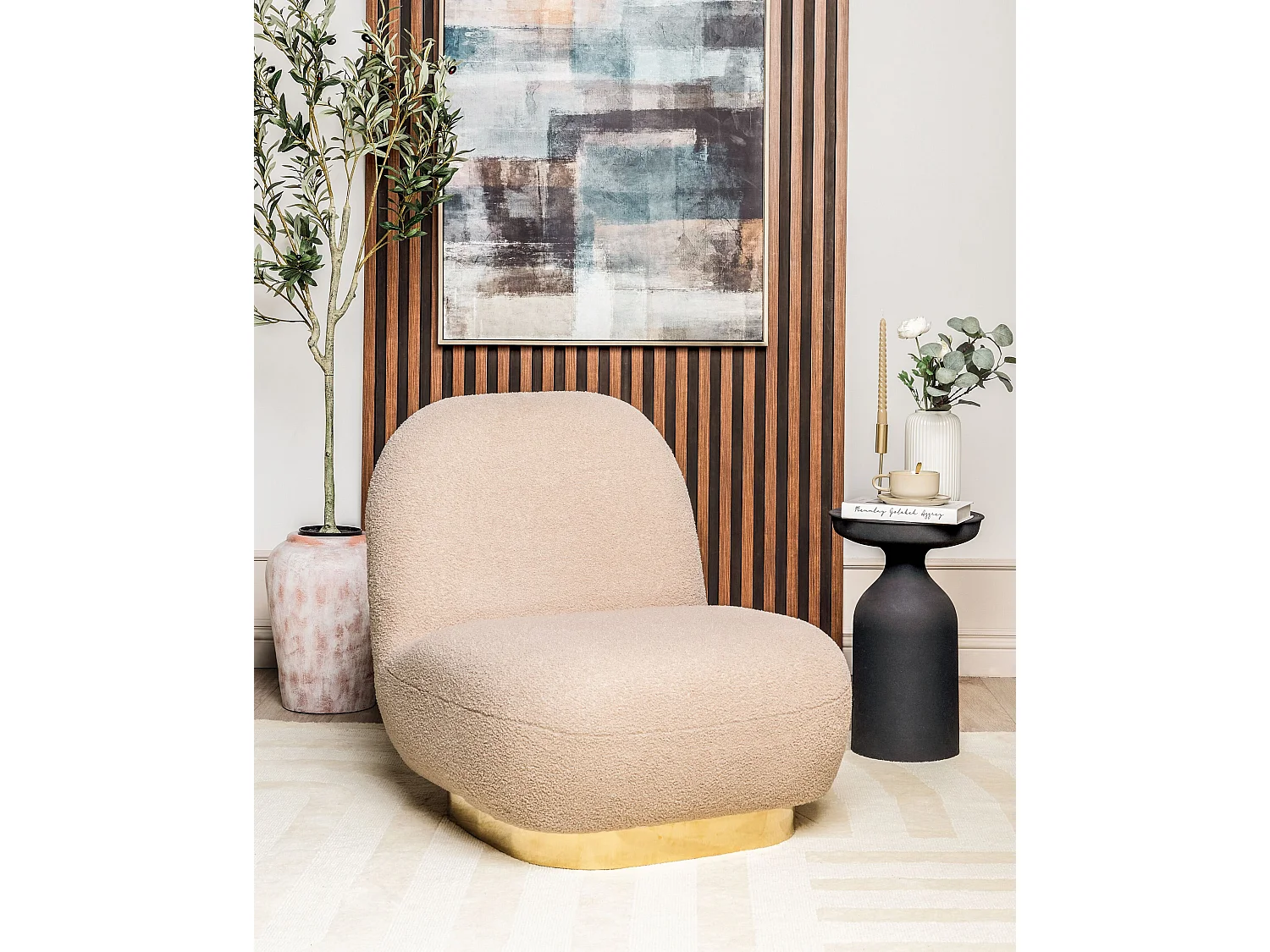Fauteuil LOVIISA Bouclé Beige
