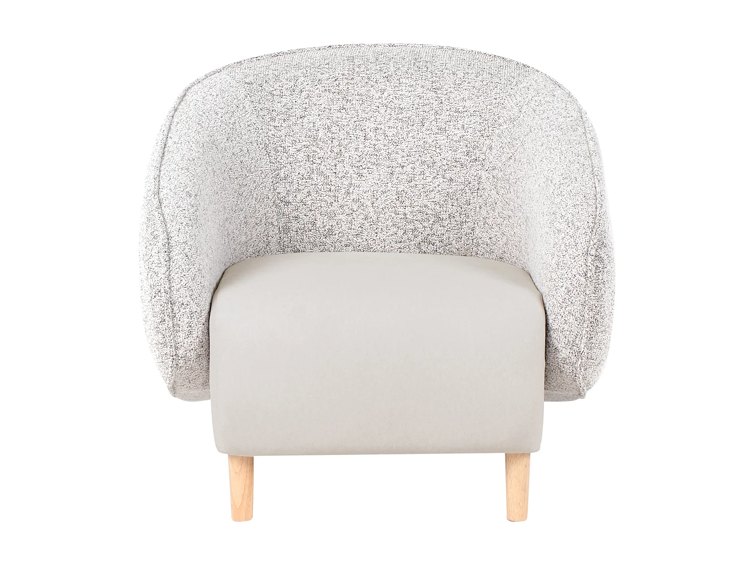 Sessel hellbeige meliert mit abgerundeter Lehne helle Holzbeine Retro Umea