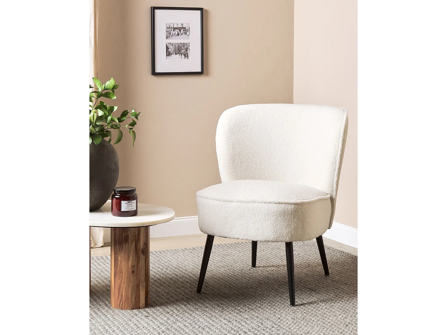 Fauteuil VOSS Bouclé Blanc