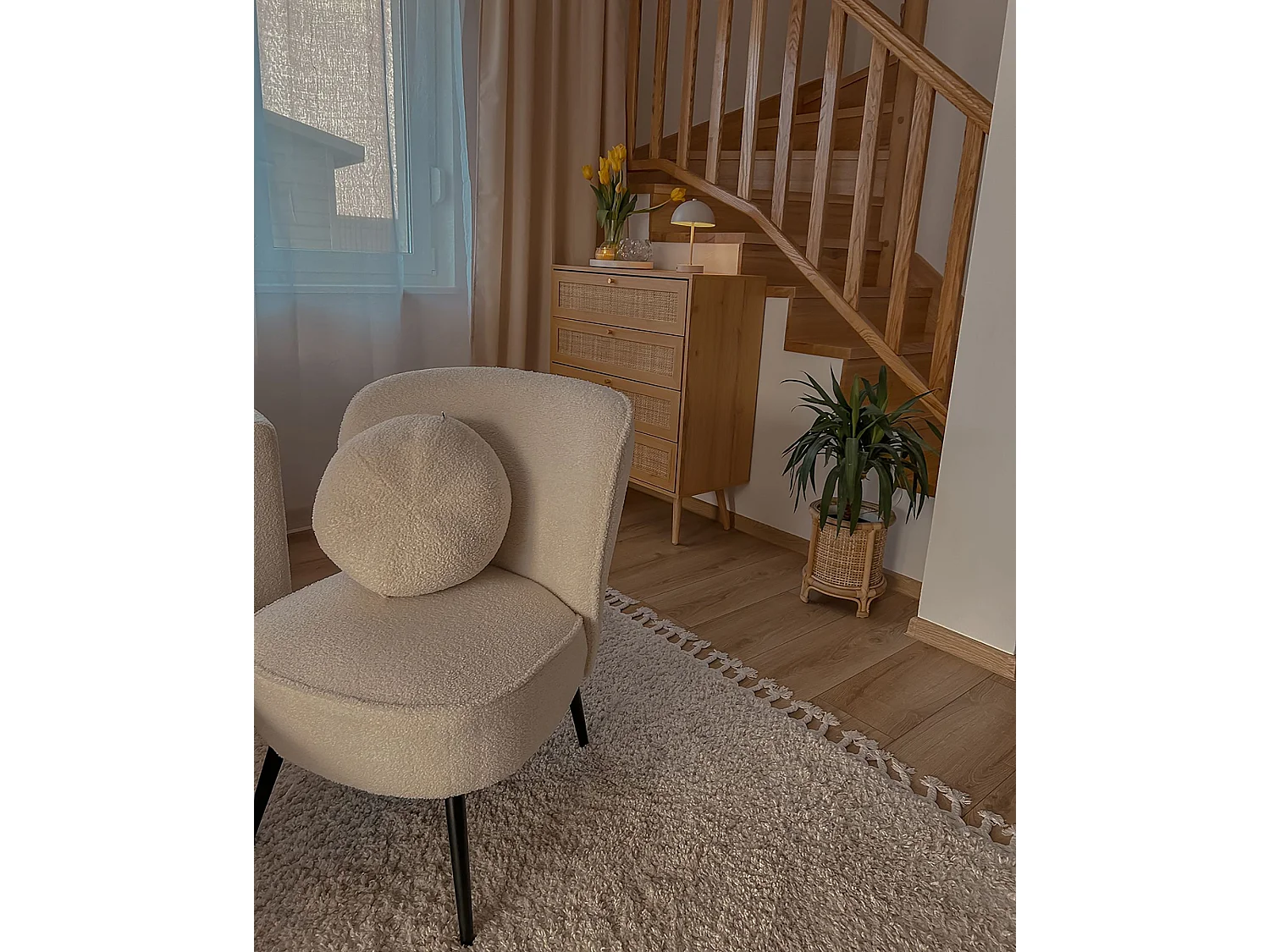 Fauteuil VOSS Bouclé Blanc