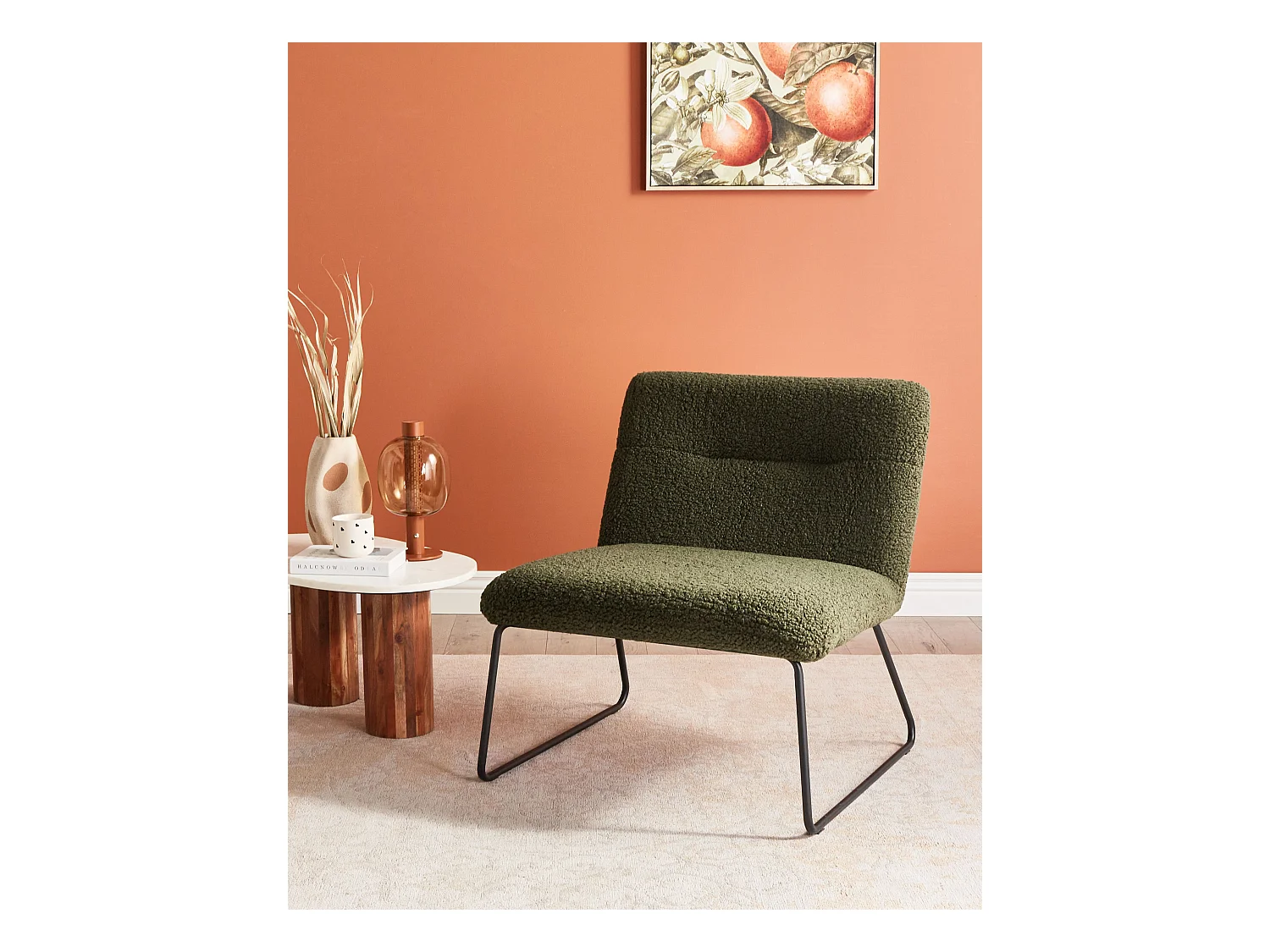 Fauteuil COTULLA Bouclé Donkergroen