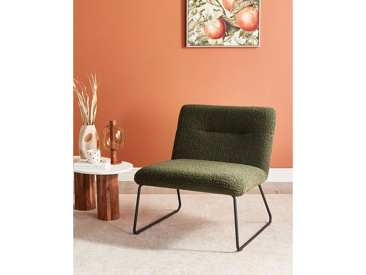 Fauteuil COTULLA Bouclé Vert foncé
