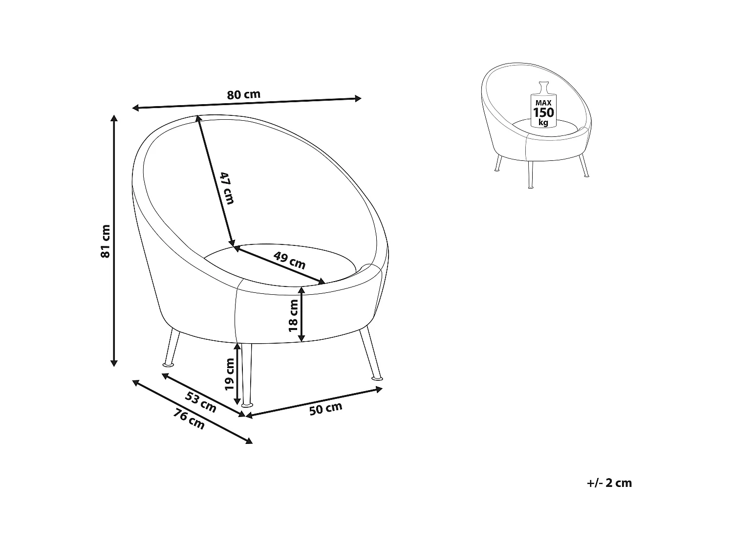 Fauteuil LANGA Velours Blanc cassé