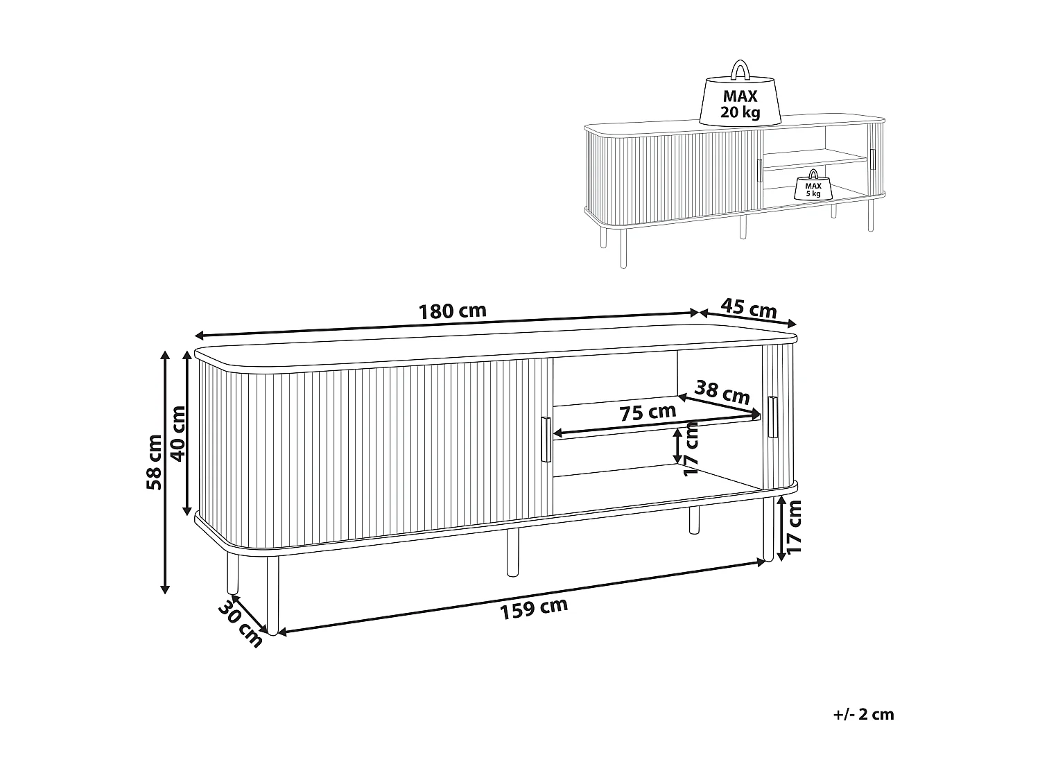 Meuble TV BRADLEY Marron foncé