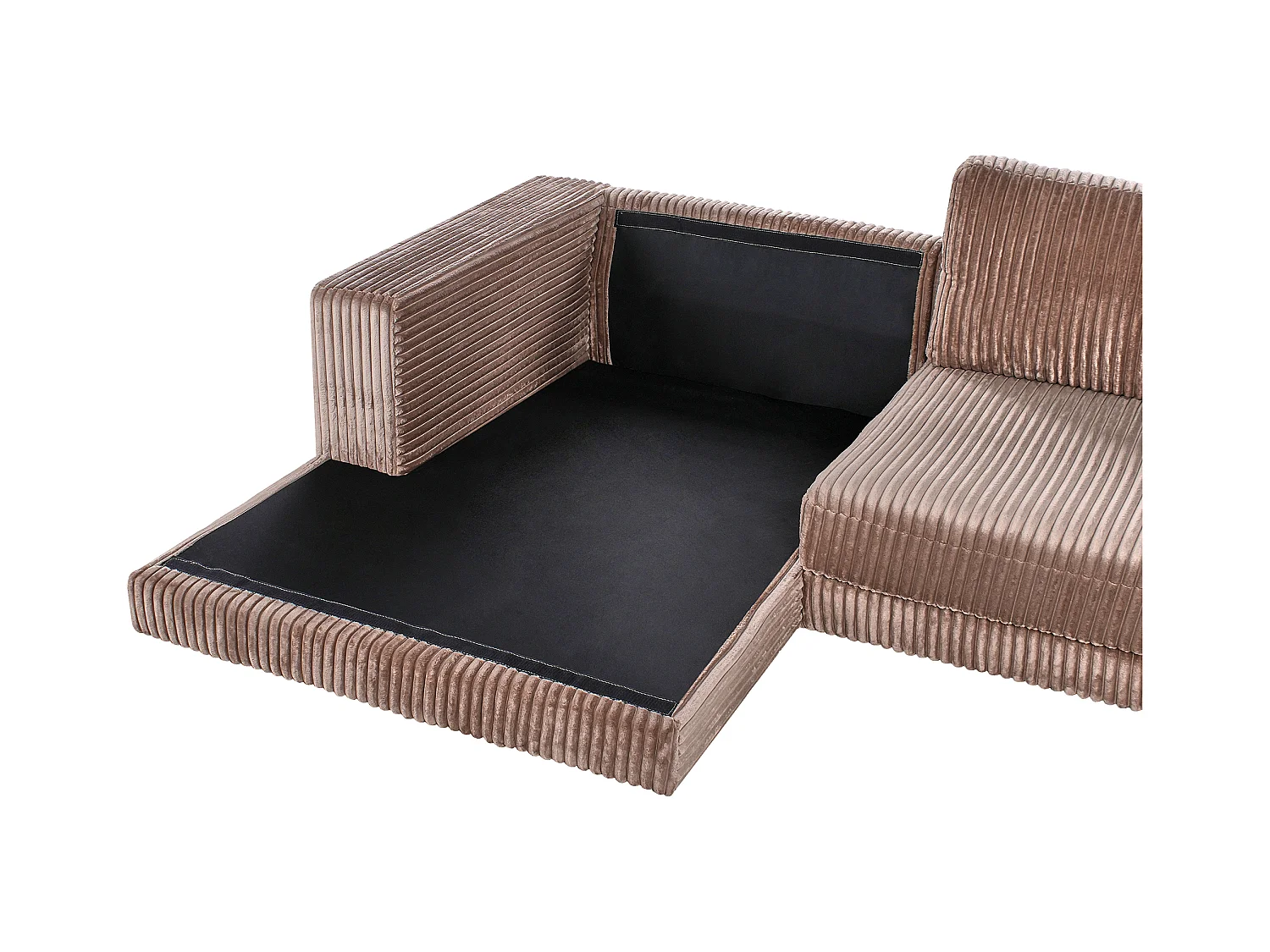 Canapé d'Angle à gauche Minimaliste en Velours Côtelé 3 Places avec Coussins Supplémentaires Marron Clair Lofoten