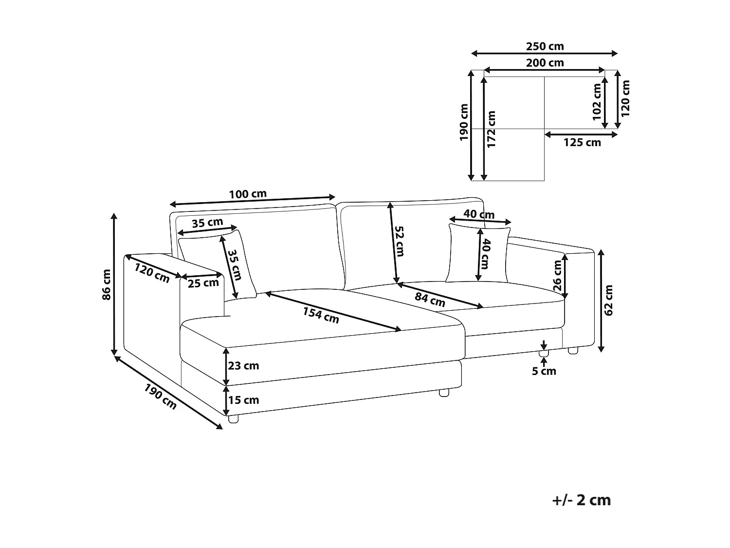 Canapé d'Angle à gauche Minimaliste en Velours Côtelé 3 Places avec Coussins Supplémentaires Marron Clair Lofoten