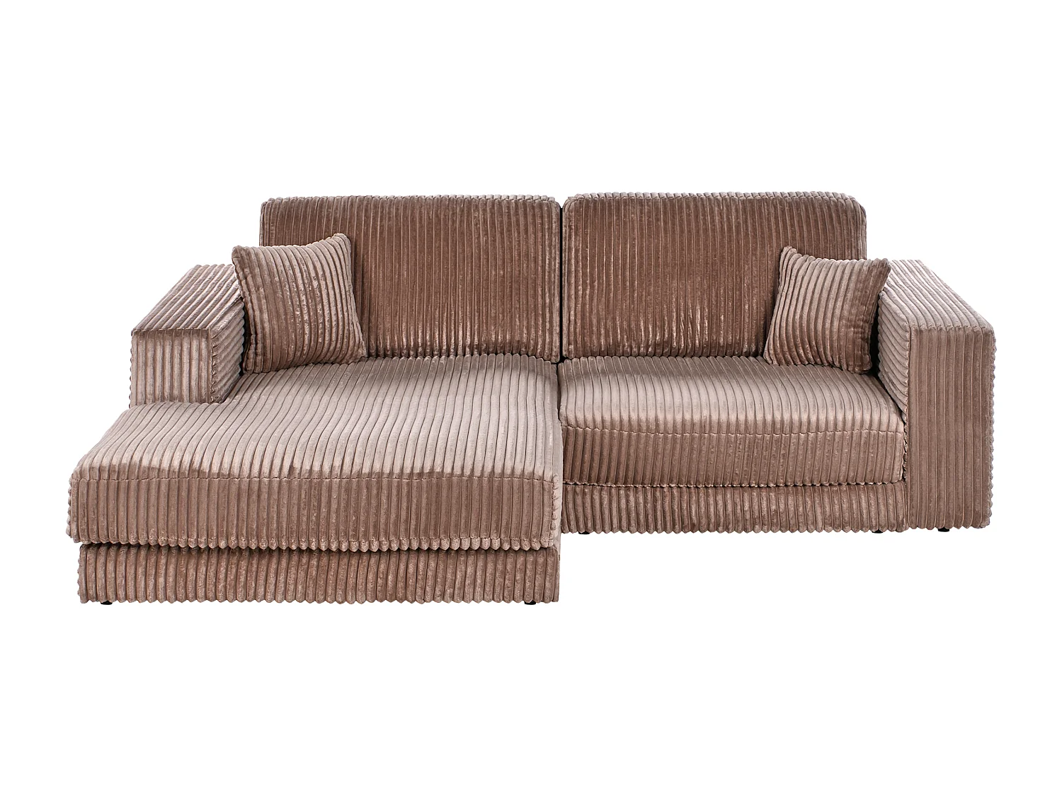 Canapé d'Angle à gauche Minimaliste en Velours Côtelé 3 Places avec Coussins Supplémentaires Marron Clair Lofoten