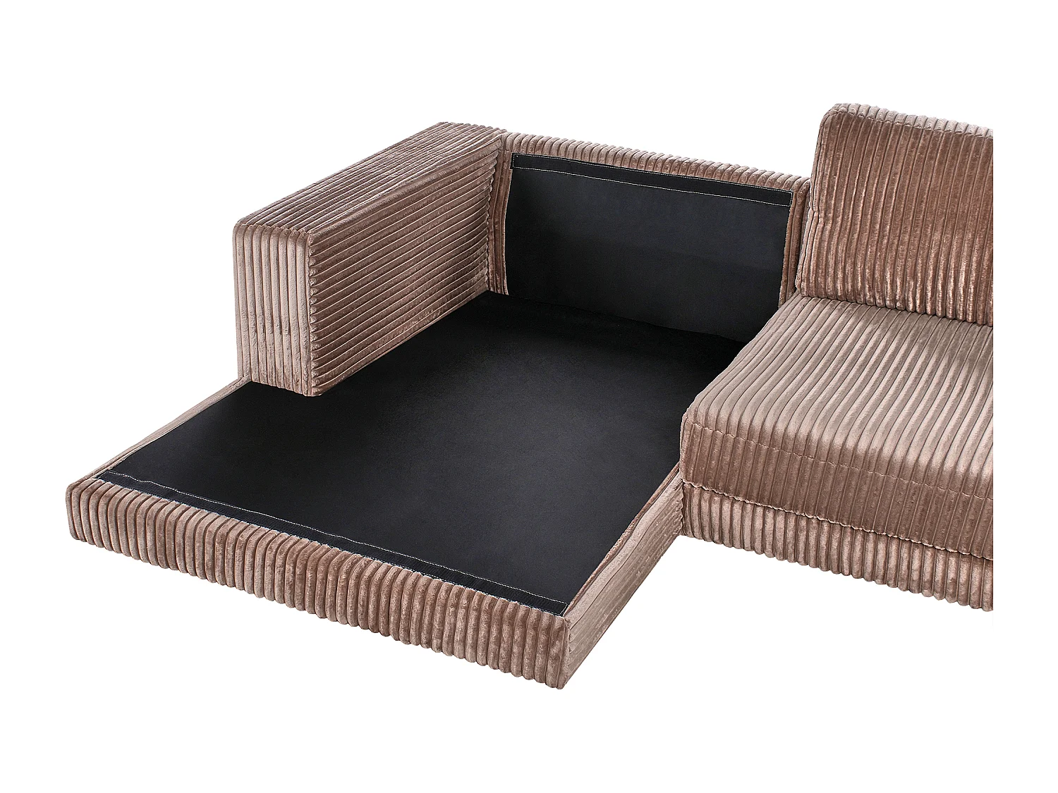 Canapé d'Angle à gauche Minimaliste en Velours Côtelé 3 Places avec Coussins Supplémentaires Marron Clair Lofoten