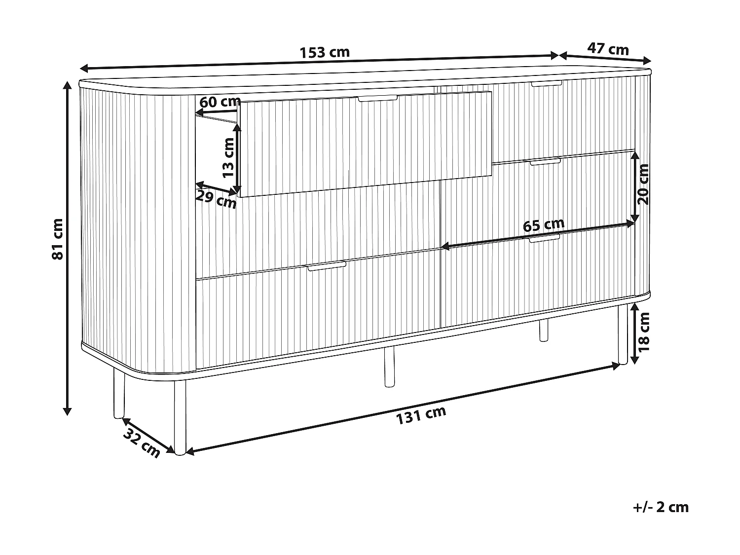 Cómoda 6 gavetas BRADLEY Castanho escuro