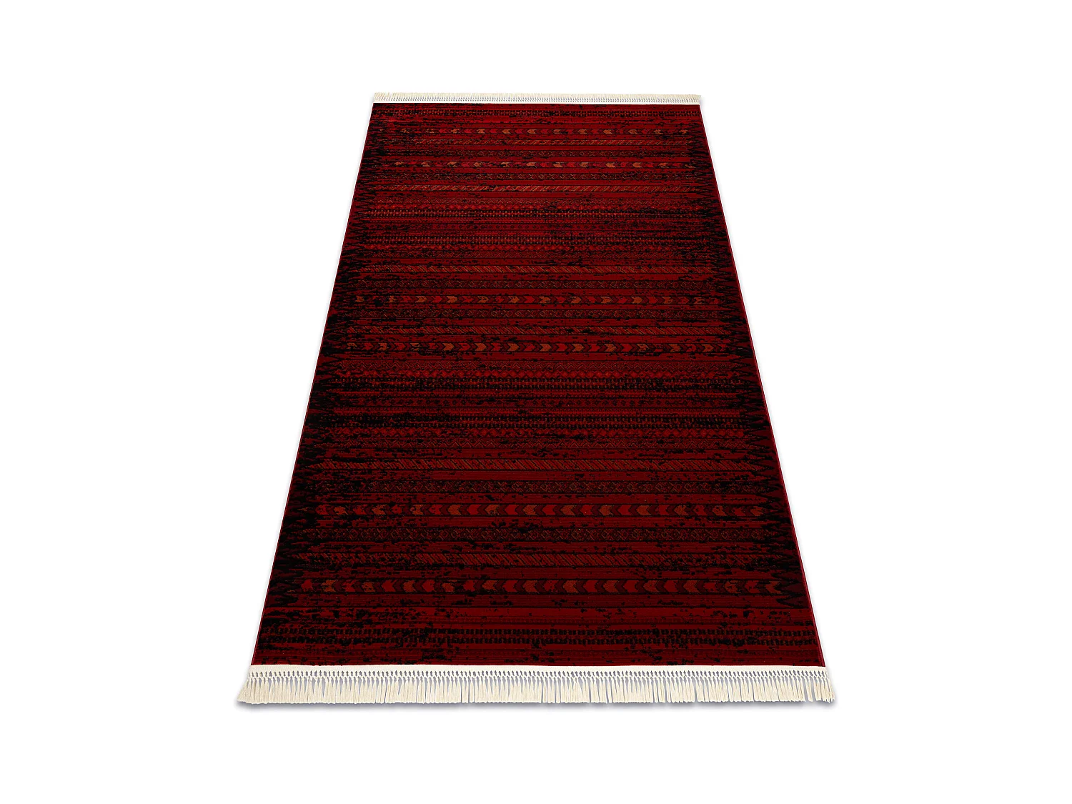 ORIENT 5820 Teppich burgund / schwarz Orientalisch, Streifen mit Frans 200x290 cm