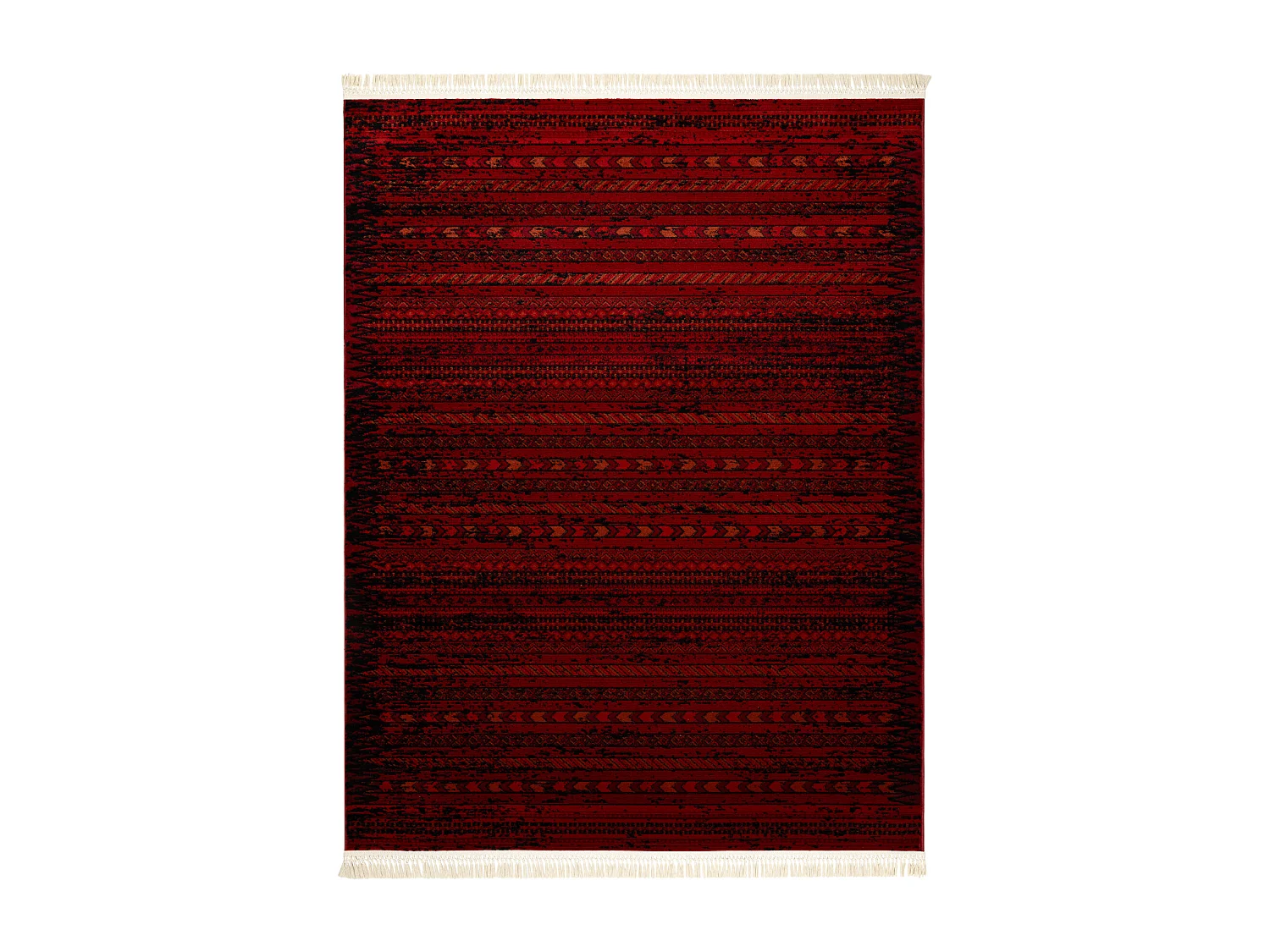 ORIENT 5820 tappeto bordeaux / nero Orientale, strisce con frange 200x290 cm
