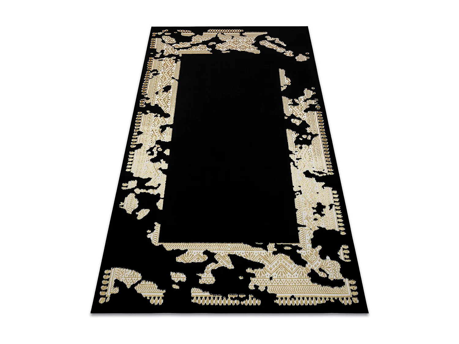 Dywan ALLURE 1965 Ramka - Strukturalny, stylowy, glamour czarny / zło 140x190 cm