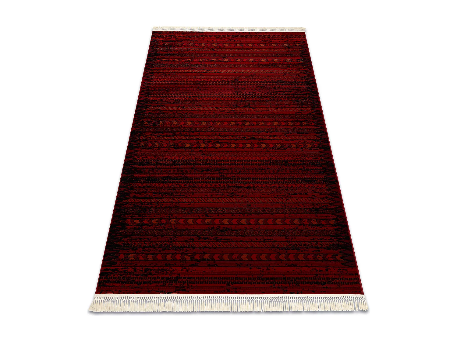 Dywan ORIENT 5820 bordo / czarny Orientalny, pasy z frędzlami  100x200 cm