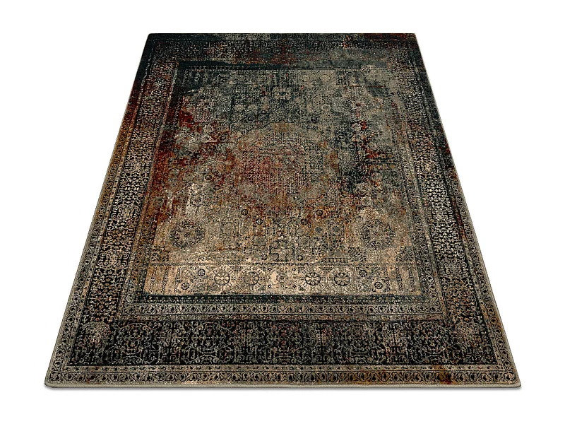 Wollteppich OMEGA MAMLUK Quadrat - Rosette vintage smaragd 135x135 cm