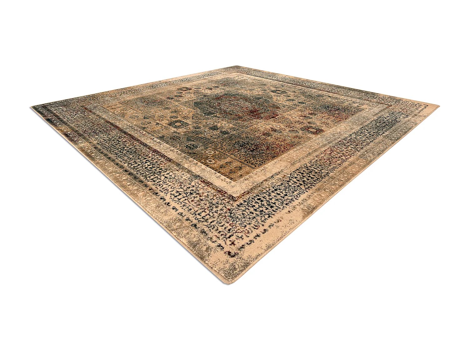 Tapete de lã OMEGA MAMLUK Quadrado Roseta vintage creme 135x135 cm