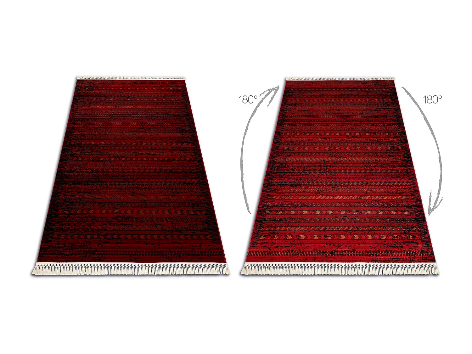 Tapis ORIENT 5820 bordeaux / noir Oriental, rayures à franges 300x400 cm