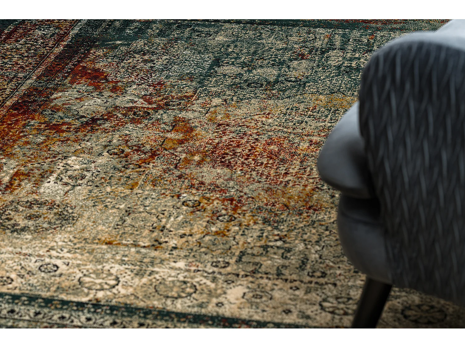 Tappeto di lana OMEGA MAMLUK Piazza - Rosone vintage smeraldo 170x170 cm