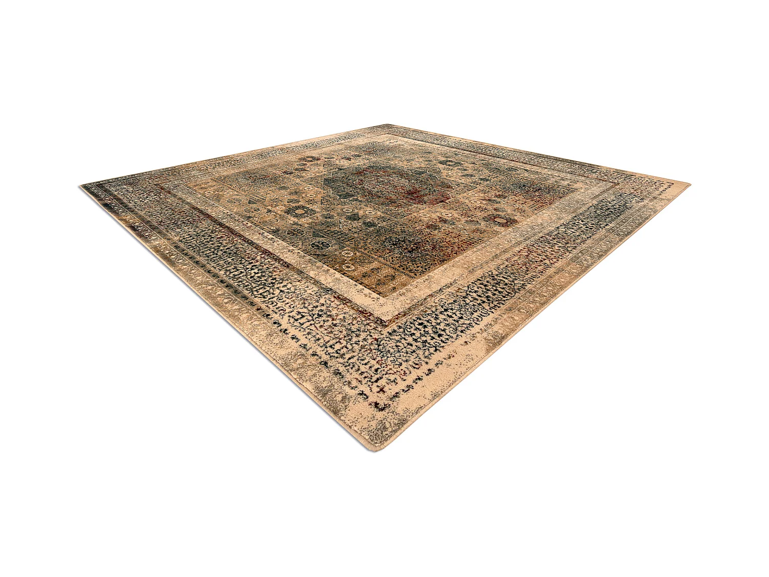 Dywan wełniany OMEGA MAMLUK Kwadrat - Rozeta vintage krem 170x170 cm